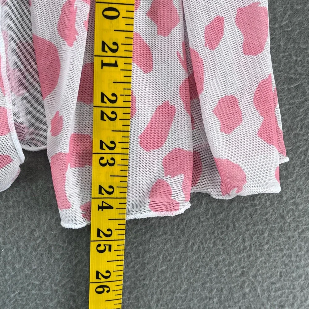 Girls Swim Cover Up Pink Leopard Mesh 11Y Y2K Beach Aesthetic
